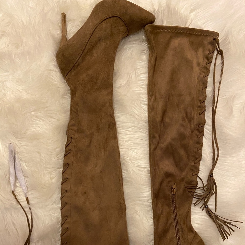 OvertheKnee Tie Up Stiletto Heels